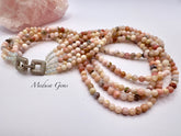 Natural Australian Pink Opal 5-Strand Beaded Necklace | Gemstone Jewellery