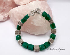 Green Chalcedony Gemstone Bracelet – Faceted Beads