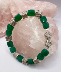 Green Chalcedony Gemstone Bracelet – Faceted Beads