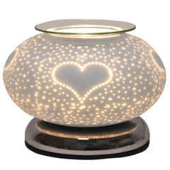 Aroma Electric Wax Melter Touch - White Satin Burst Heart Ellipse