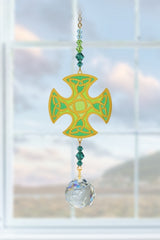 WILD THINGS CRYSTAL DREAMS CELTIC CROSS - GREEN