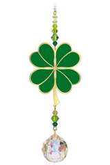 Crystal Dreams Four Leaf Clover Green Suncatcher