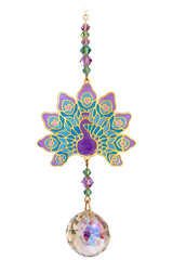 Crystal Dreams Hanging Crystal Peacock - Purple