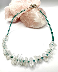 Clear Rock Crystal & Aquamarine Necklace