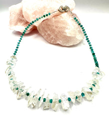 Clear Rock Crystal & Aquamarine Necklace