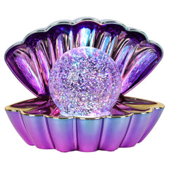 Clam Sea Shell LED Colour Changing Mood Lamp - Blue Purple Metallic
