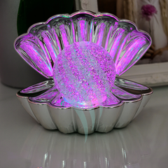 Clam Sea Shell LED Colour Changing Mood Lamp - Silver
