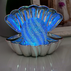 Clam Sea Shell LED Colour Changing Mood Lamp - Silver