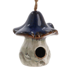 Magical Mushrooms Bird House Blue