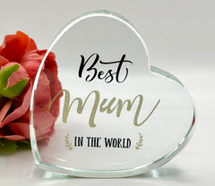 Best Mum in the World Glass Paperweight – Heart-Shaped