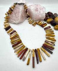 Graduated Mookaite Bar Necklace – Earthy Elegance in Handcrafted Gemstone Jewelry