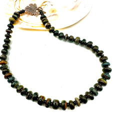 Bold Blue Tiger’s Eye & Black Spinel Necklace – Unisex Statement Jewellery