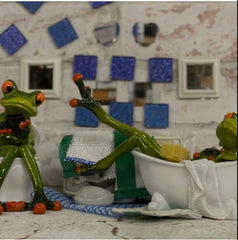 Comical Frog in the Bath
