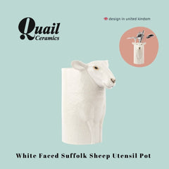 Quail Ceramics White Faced Suffolk Sheep Utensil Pot