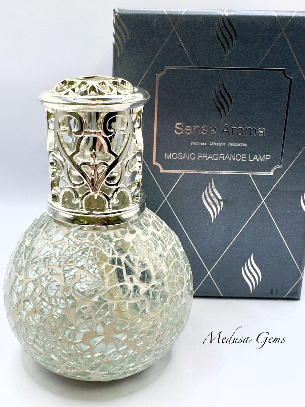 Sense Aroma Crystal Mosaic Catalytic Fragrance Lamp – Clear Glass Home Fragrance Diffuser