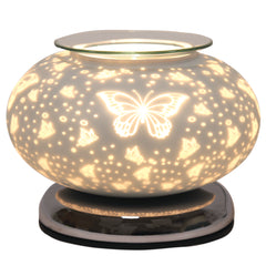 Aroma Butterfly Ellipse White Satin Electric Wax Melt Warmer
