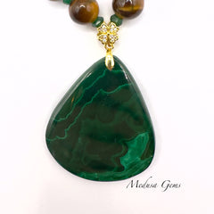 Tiger’s Eye Necklace with Malachite Pendant