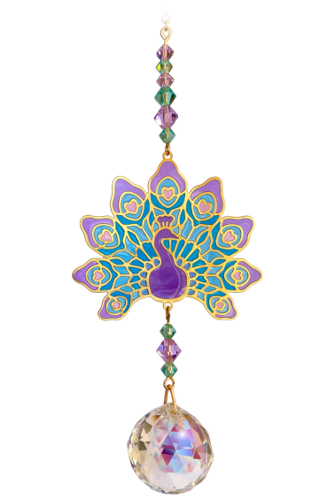 Crystal Dreams Hanging Crystal Peacock - Purple