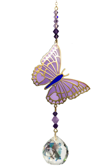Crystal Dreams Hanging Crystal Butterfly Purple Emperor