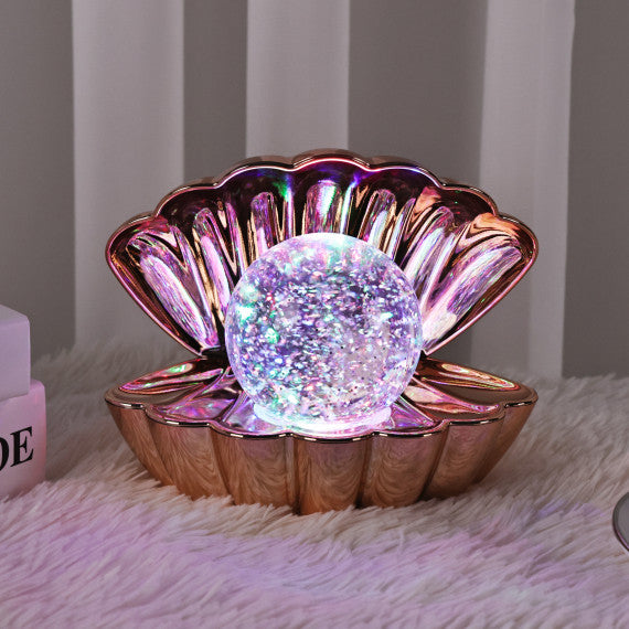 Clam Sea Shell LED Colour Changing Mood Lamp - Rose Gold Metallic