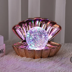 Clam Sea Shell LED Colour Changing Mood Lamp - Rose Gold Metallic