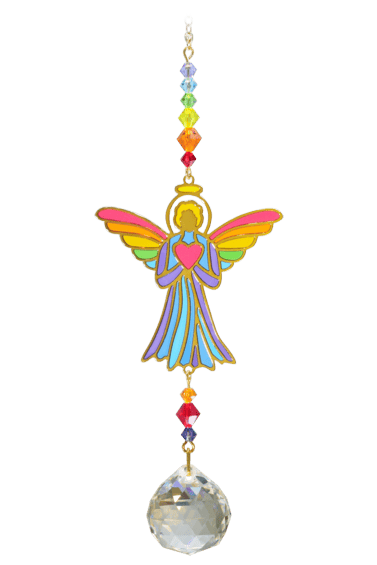 WILD THINGS CRYSTAL DREAMS ANGEL WITH HEART - RAINBOW