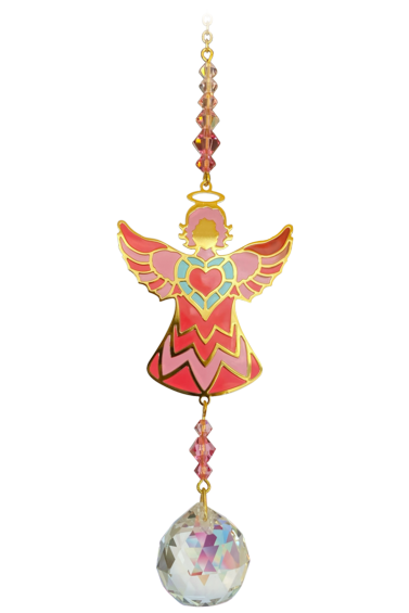 Crystal Dreams Celestial Angel Rose Hanging Crystal Suncatcher
