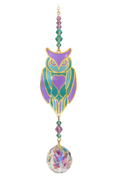 Crystal Dreams Owl - Hanging Crystal Suncatcher - Aurora