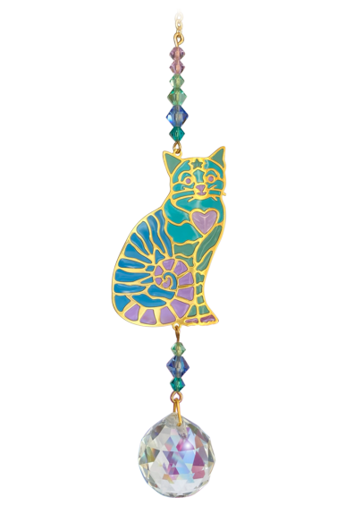 Crystal Dreams Sitting Cat Heart - Aurora
