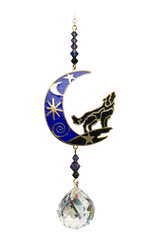 Crystal Dreams Wolf in Moon Moonlight Hanging Suncatcher