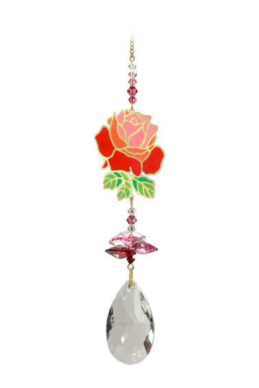 Wildthings Window Jewels Rose Hanging Crystal