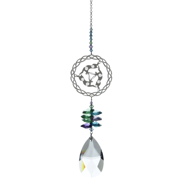 Wild Things Crystal Fantasy Large Triskele Violet Green Hanging Swarovski Suncatcher